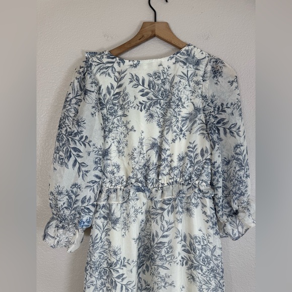 Anthropologie Moon River Blue Floral Ruffle Midi Dress size Small - Picture 14 of 15